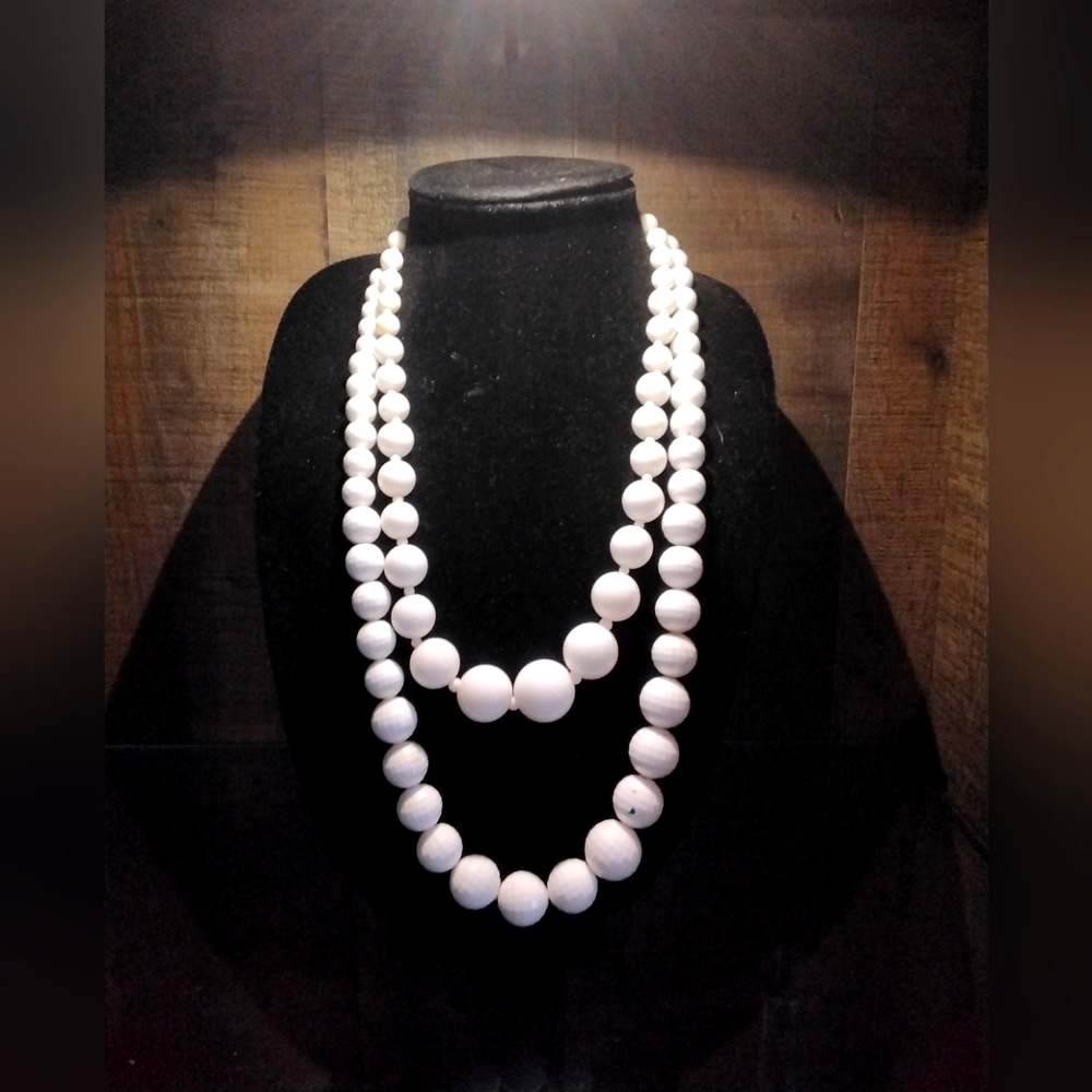 2 for 1 Vintage white beaded necklaces NWOT